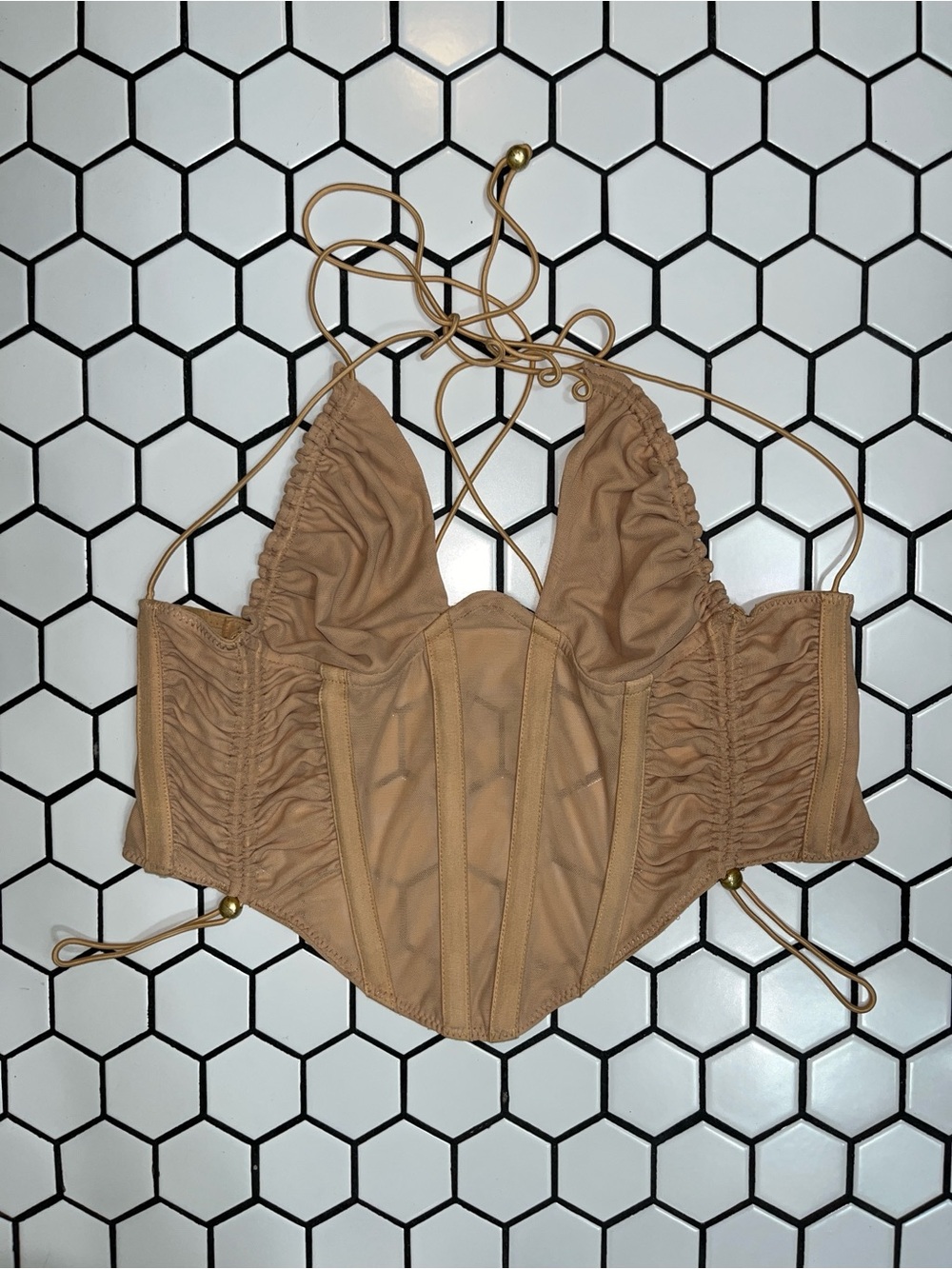 DION LEE NUDE SKIN TIGHT STRAPY CORSET